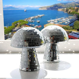 DiscoShroom Spiegelende Paddenstoel Ornament – Moderne Disco Ball Decoratie van Glas