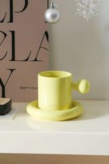 LuxeAura Keramische Koffiemok met Onderzetter – Elegante Porseleinen Koffiekop Set voor Stijlvol Genieten