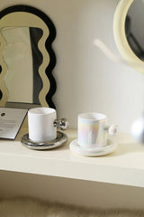 LuxeAura Keramische Koffiemok met Onderzetter – Elegante Porseleinen Koffiekop Set voor Stijlvol Genieten