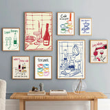 VinoCrab Moderne Voedselkunst Canvas – Abstracte Keuken- & Barwanddecoratie met Wijn en Krab