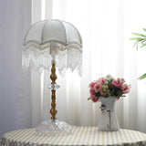 VelourÉclat Franse Retro Tafellamp – Luxe Groene Fluwelen Art-Deco Nachtlamp met Kwastafwerking