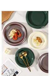 PureServe Koreaanse Keramische Dessertplaat – Minimalistische Eet- en Snackplaat