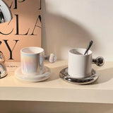 LuxeAura Keramische Koffiemok met Onderzetter – Elegante Porseleinen Koffiekop Set voor Stijlvol Genieten