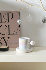 LuxeAura Keramische Koffiemok met Onderzetter – Elegante Porseleinen Koffiekop Set voor Stijlvol Genieten