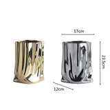 BloomRuffle Keramische Bloemenvaas – Moderne Porseleinen Ruffle Vaas in Tasvorm voor Tafeldecoratie