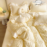 Korean Lace Seersucker Luxe Beddengoedset – Ademend TWILL Duvet Cover Set met Kantafwerking