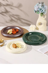 PureServe Koreaanse Keramische Dessertplaat – Minimalistische Eet- en Snackplaat