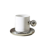 LuxeAura Keramische Koffiemok met Onderzetter – Elegante Porseleinen Koffiekop Set voor Stijlvol Genieten