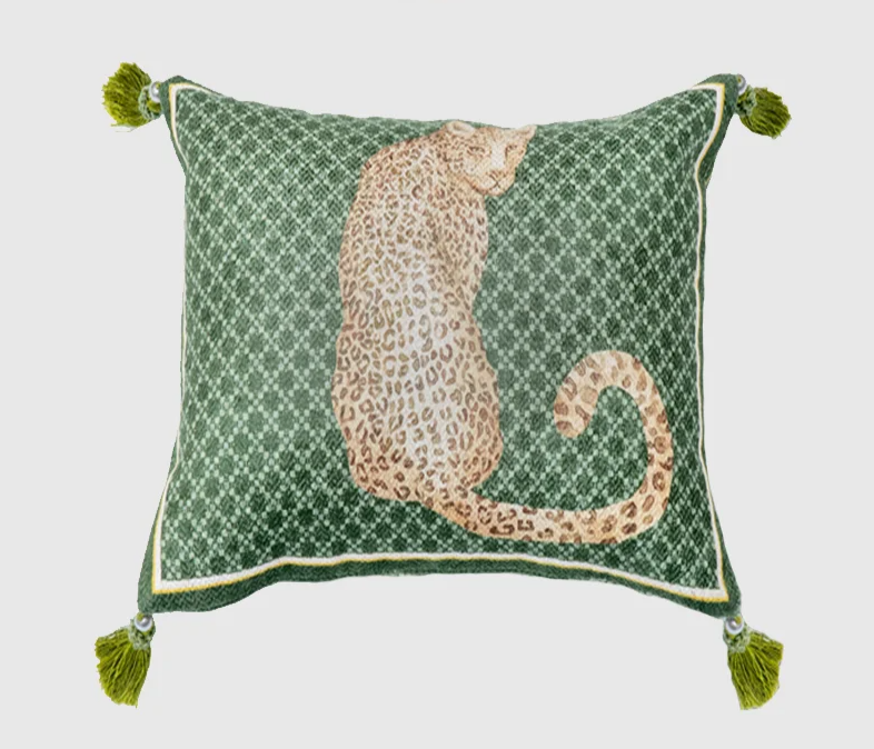 CA-Style Luxe Luipaard Kussenhoes – Vintage Groene Panthera Sierkussenhoes