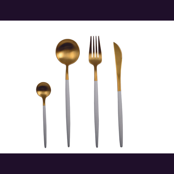 24-delige Wit & Goud Bestekset