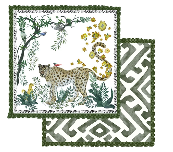 CA-Style Luxe Luipaard Kussenhoes – Vintage Groene Panthera Sierkussenhoes