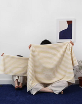 Luxe Geweven Katoenen Handdoek – Gestreepte geometrische ruit absorberende gezichts- en haarhanddoek