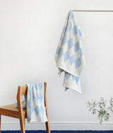 Luxe Geweven Katoenen Handdoek – Gestreepte geometrische ruit absorberende gezichts- en haarhanddoek