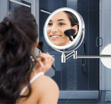 Oplaadbare LED-Make-up Spiegel – Dubbelzijdige Vergroting (1x / 10x), Wandmontage, Dimbare Verlichting