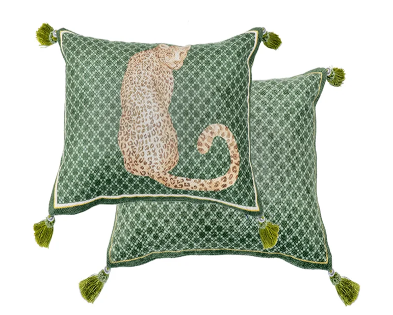 CA-Style Luxe Luipaard Kussenhoes – Vintage Groene Panthera Sierkussenhoes
