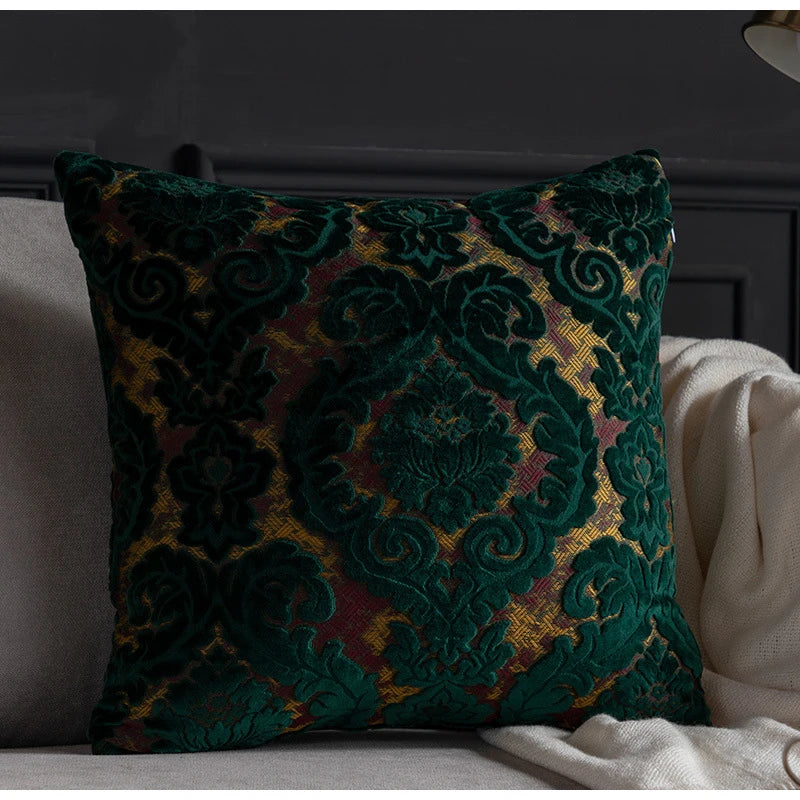 Luxe Europese Damast Cut Velvet Kussenhoes – Authentieke Barok Stijl | Retro Elegante Sierkussenhoes