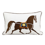 Luxe Moderne Paardenprint Kussenhoes – Oranje Geborduurd Design