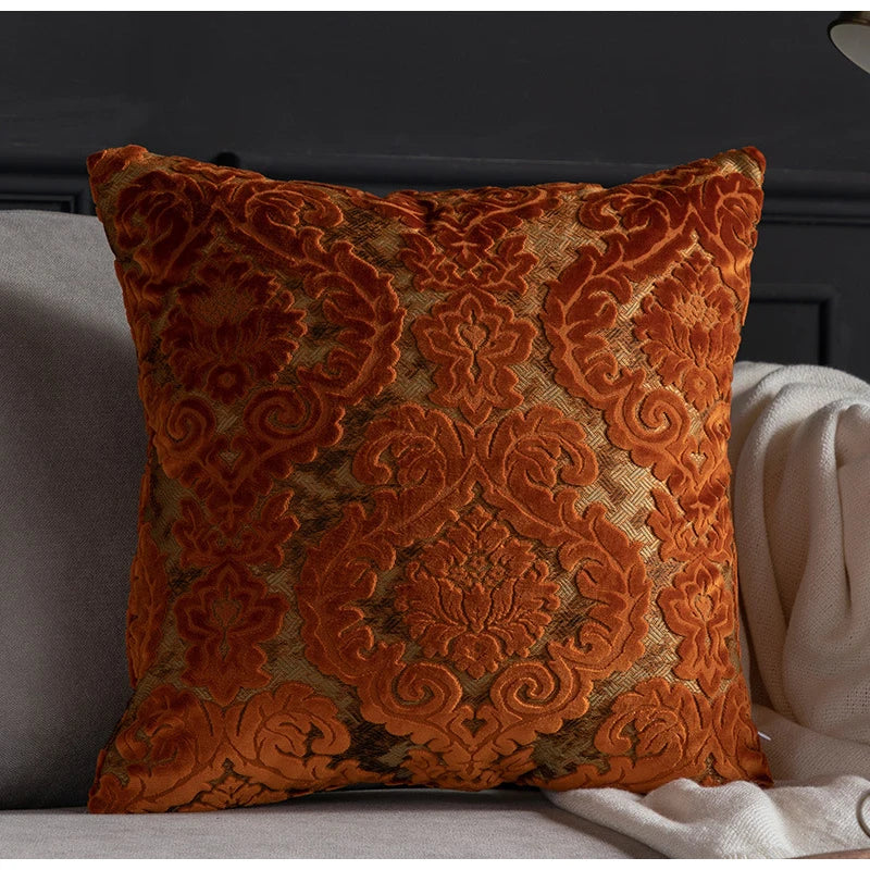 Luxe Europese Damast Cut Velvet Kussenhoes – Authentieke Barok Stijl | Retro Elegante Sierkussenhoes