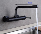 AquaTurn ZwartPro – Luxe Zwarte Wandkraan 360° Draaibaar voor Keuken & Wasruimte