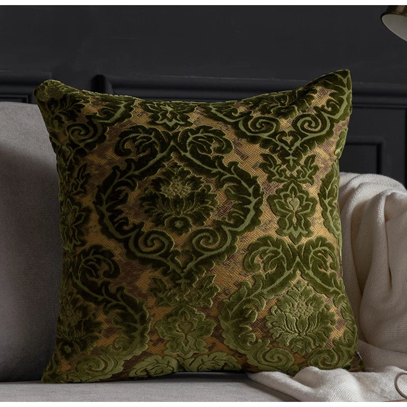 Luxe Europese Damast Cut Velvet Kussenhoes – Authentieke Barok Stijl | Retro Elegante Sierkussenhoes