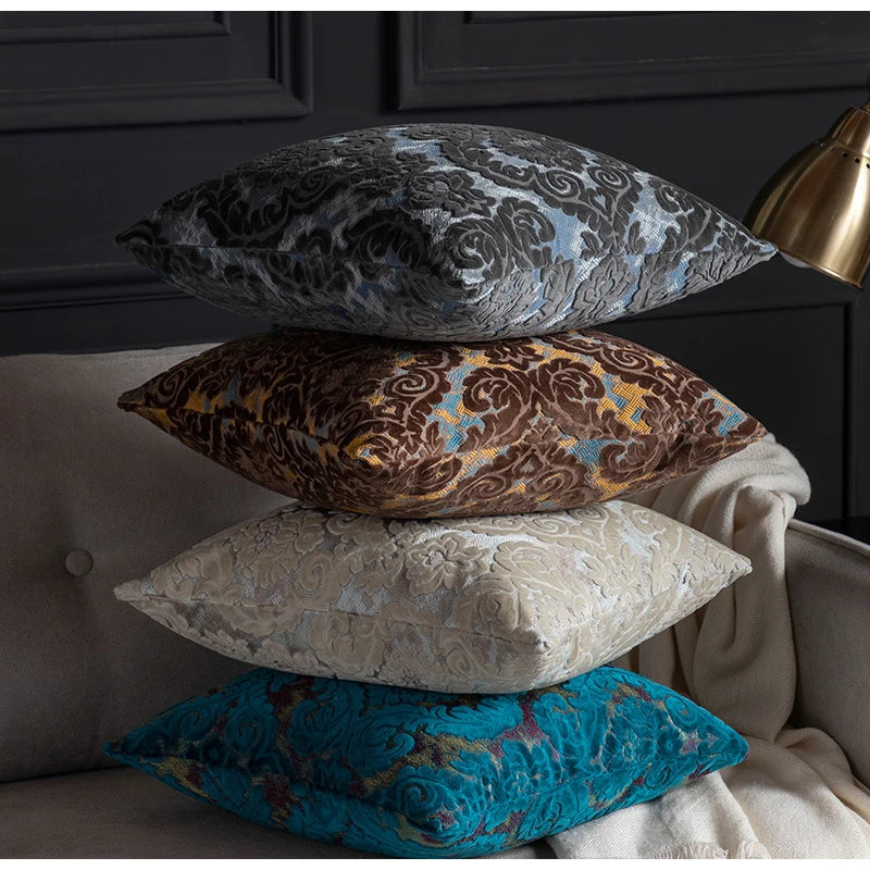 Luxe Europese Damast Cut Velvet Kussenhoes – Authentieke Barok Stijl | Retro Elegante Sierkussenhoes