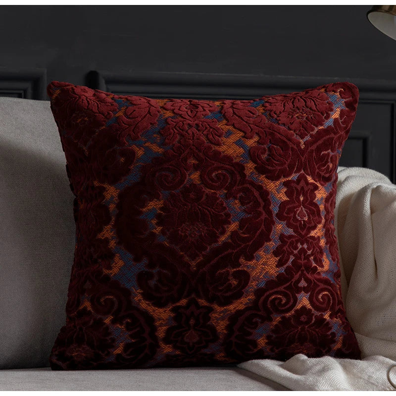 Luxe Europese Damast Cut Velvet Kussenhoes – Authentieke Barok Stijl | Retro Elegante Sierkussenhoes