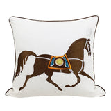 Luxe Moderne Paardenprint Kussenhoes – Oranje Geborduurd Design