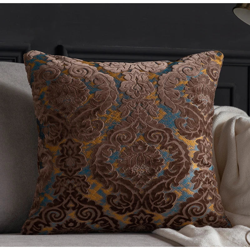 Luxe Europese Damast Cut Velvet Kussenhoes – Authentieke Barok Stijl | Retro Elegante Sierkussenhoes