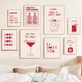 RedHeart Minimalistische Keuken Canvas – Moderne Cocktail & Quote Wanddecoratie