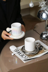 LuxeAura Keramische Koffiemok met Onderzetter – Elegante Porseleinen Koffiekop Set voor Stijlvol Genieten