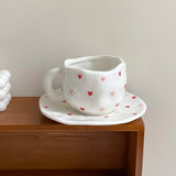 NordicSky Handgekneed Keramisch Koffiekopje & Schotel Set