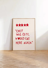 HeartQuote Minimalistische Rode Poster – Schattige Keuken & Restaurant Canvas Wall Art