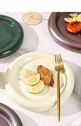 PureServe Koreaanse Keramische Dessertplaat – Minimalistische Eet- en Snackplaat