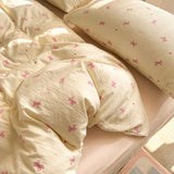 Kawaii Cute Bow Bedtextielset voor Meisjes en Vrouwen – Zacht Duvet Cover Set met Kussenslopen en Bedlaken, Single/Twin