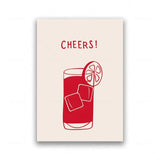 RedHeart Minimalistische Keuken Canvas – Moderne Cocktail & Quote Wanddecoratie