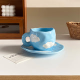 NordicSky Handgekneed Keramisch Koffiekopje & Schotel Set