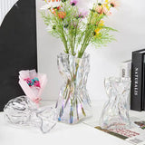 CrystalBloom Onregelmatige Transparante Glazen Vaas – Moderne Bloemdecoratie voor Tafel en Interieur