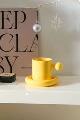 LuxeAura Keramische Koffiemok met Onderzetter – Elegante Porseleinen Koffiekop Set voor Stijlvol Genieten