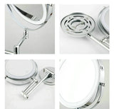 Oplaadbare LED-Make-up Spiegel – Dubbelzijdige Vergroting (1x / 10x), Wandmontage, Dimbare Verlichting