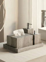 Natuurlijke Zilvergrijze Cave Stone Luxe Badkamer Accessoireset