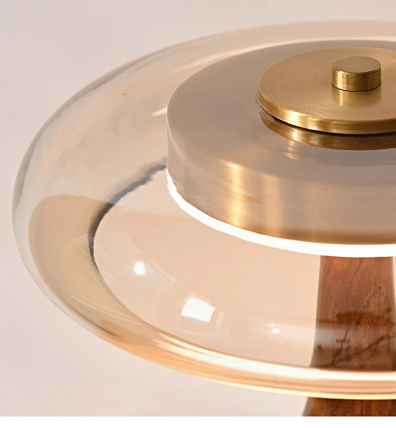 Andi Franse Walnoot Glazen Tafellamp