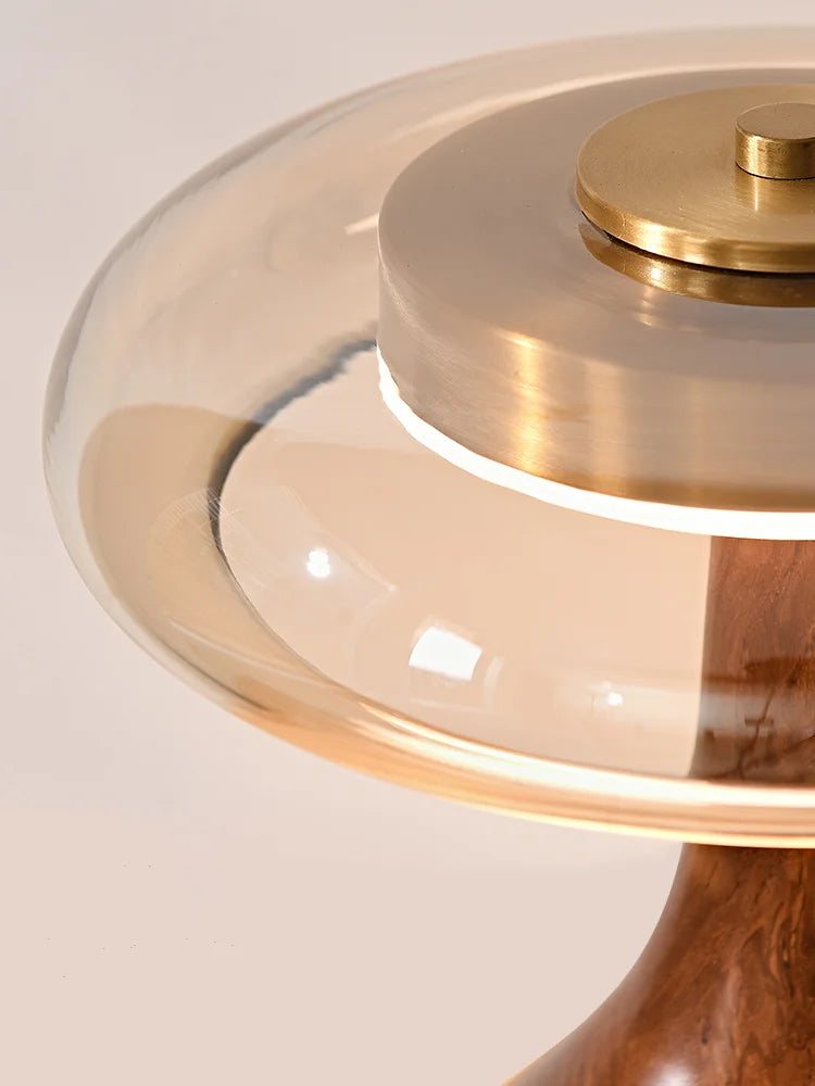 Andi Franse Walnoot Glazen Tafellamp