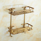 RegalBronze Luxe Hoekrek – Antiek Messing Wandplank voor Badkameropslag