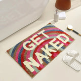 FunBath “Get Naked” Zwart-Wit Badkamer Runner – Lange Microfiber Vloermat