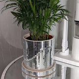 DiscoGlow Spiegelende Keramische Plantenpot – Retro Disco Ball Bloempot voor Binnendecoratie