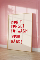 HeartQuote Minimalistische Rode Poster – Schattige Keuken & Restaurant Canvas Wall Art