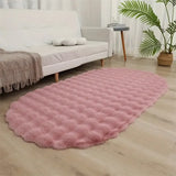 Luxueus Faux Konijnenvacht Ovaal Vloerkleed – Extra Pluche Bubble Velvet Tapijt