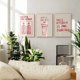 RedHeart Minimalistische Keuken Canvas – Moderne Cocktail & Quote Wanddecoratie