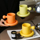 LuxeAura Keramische Koffiemok met Onderzetter – Elegante Porseleinen Koffiekop Set voor Stijlvol Genieten