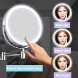 Oplaadbare LED-Make-up Spiegel – Dubbelzijdige Vergroting (1x / 10x), Wandmontage, Dimbare Verlichting
